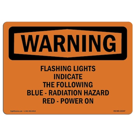 Signmission Safety Sign, OSHA WARNING, 18" Height, Flashing Lights Indicate The Following Blue, Landscape OS-WS-D-1824-L-12147